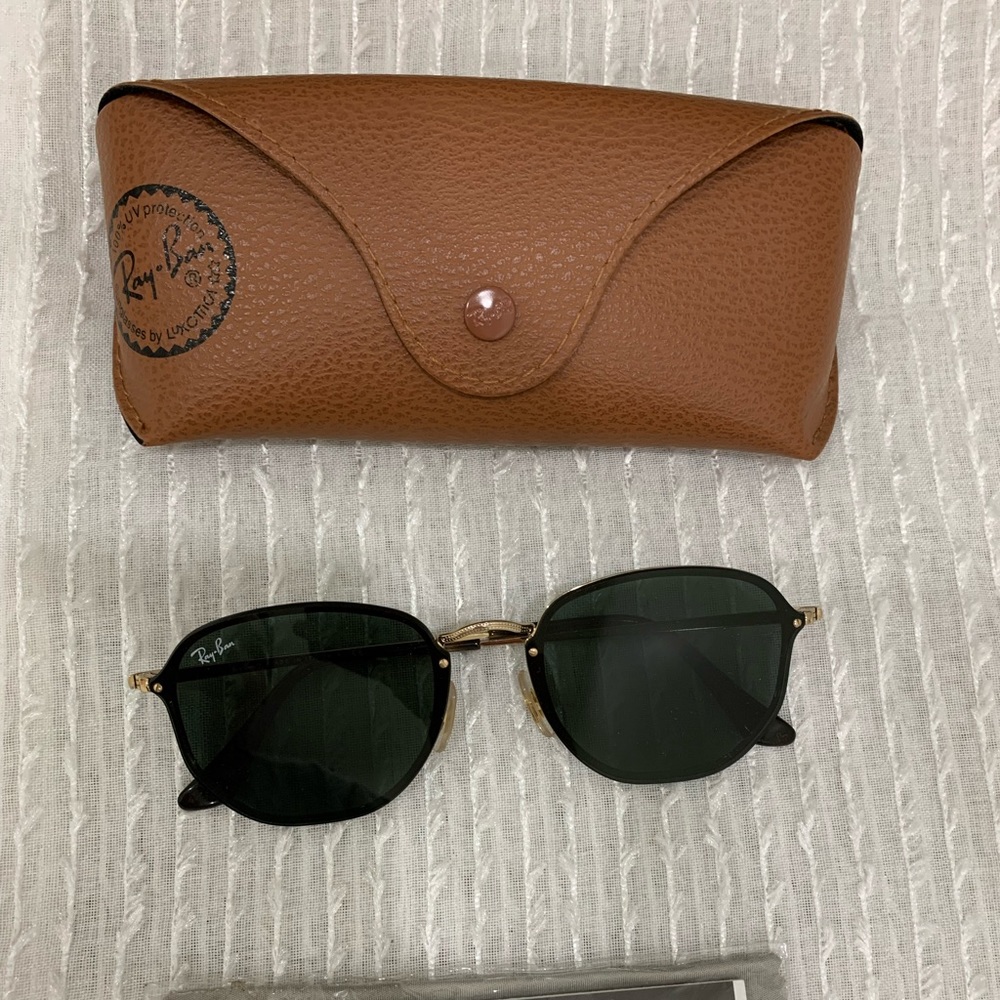 Authentic RayBan RB3579N Blaze Hexagonal Sunglasses Gold/Green Classic